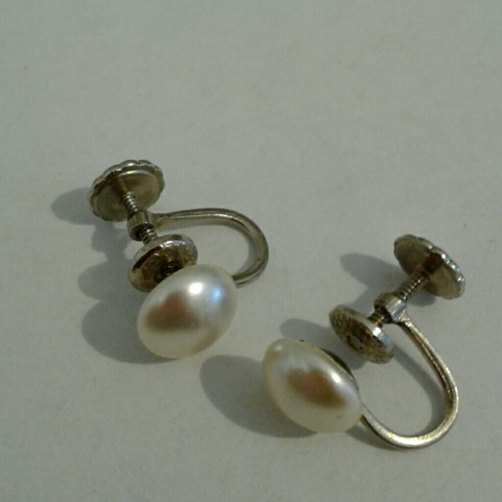 Vintage Signed Pearl Earrings